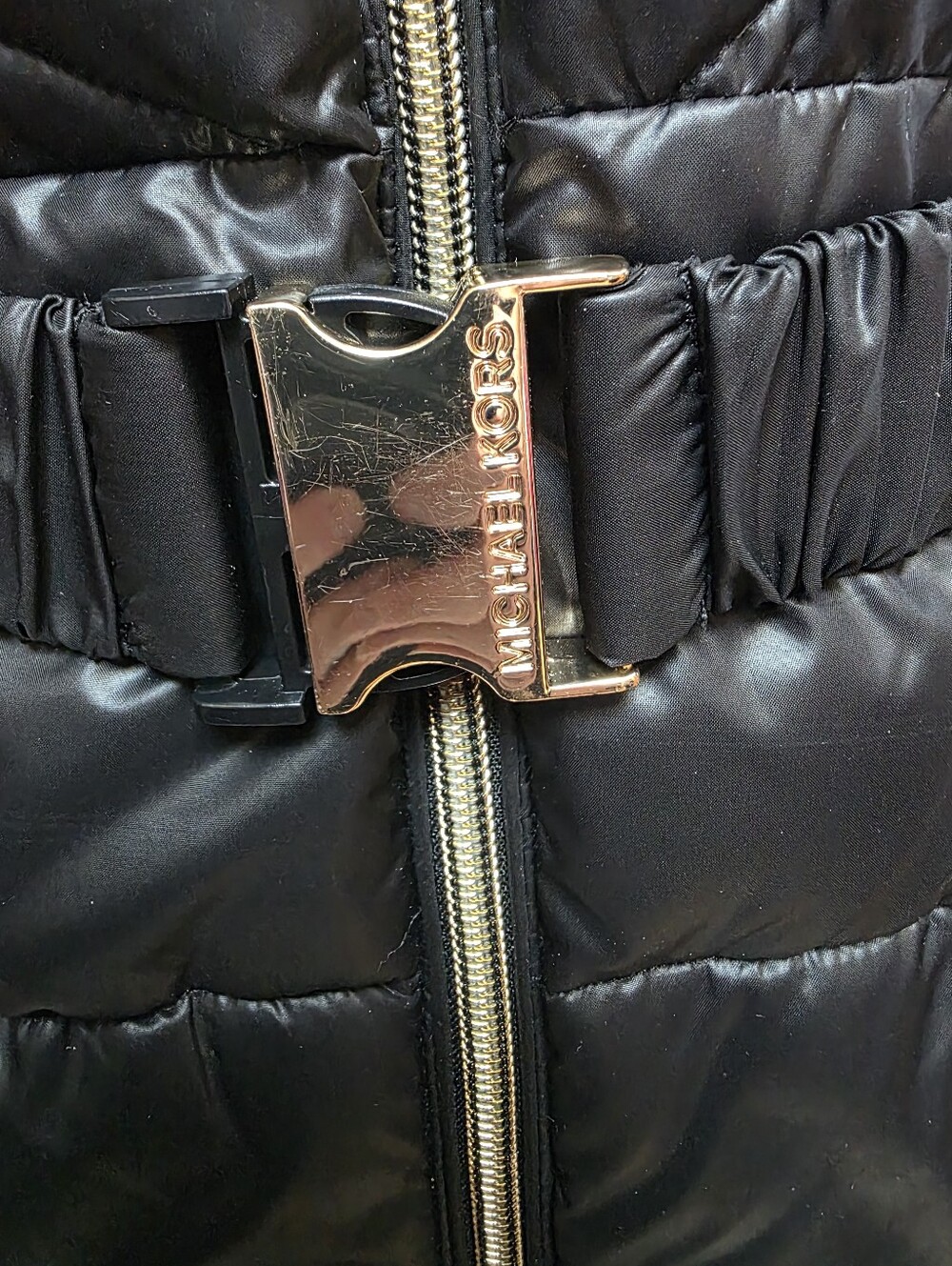 Michael Kors Girls Black Puffer Jacket Faux Fur Hood Size 14 - Picture 2 of 8